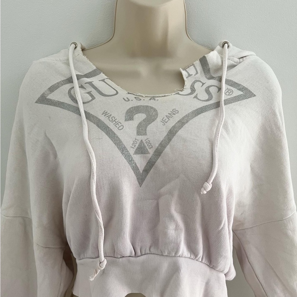 Guess Distressed Cropped Hoodie